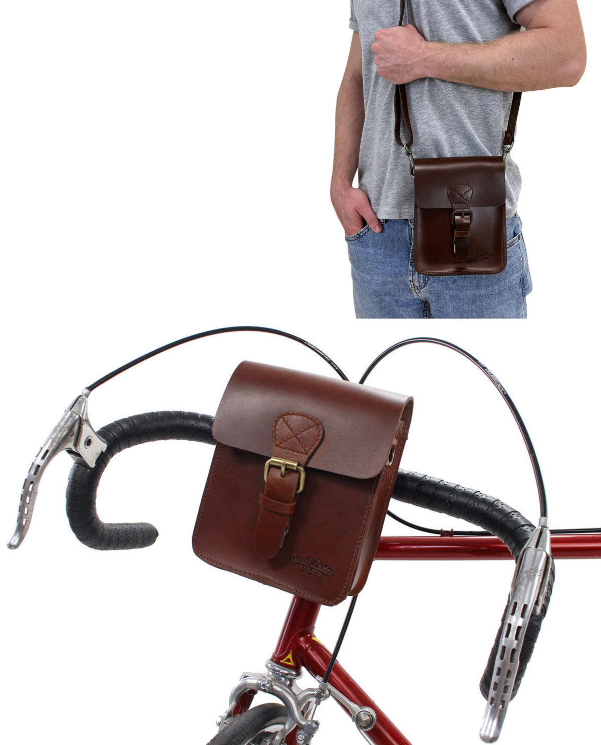 Vintage leather bicycle bike handlebar bag – DMleather